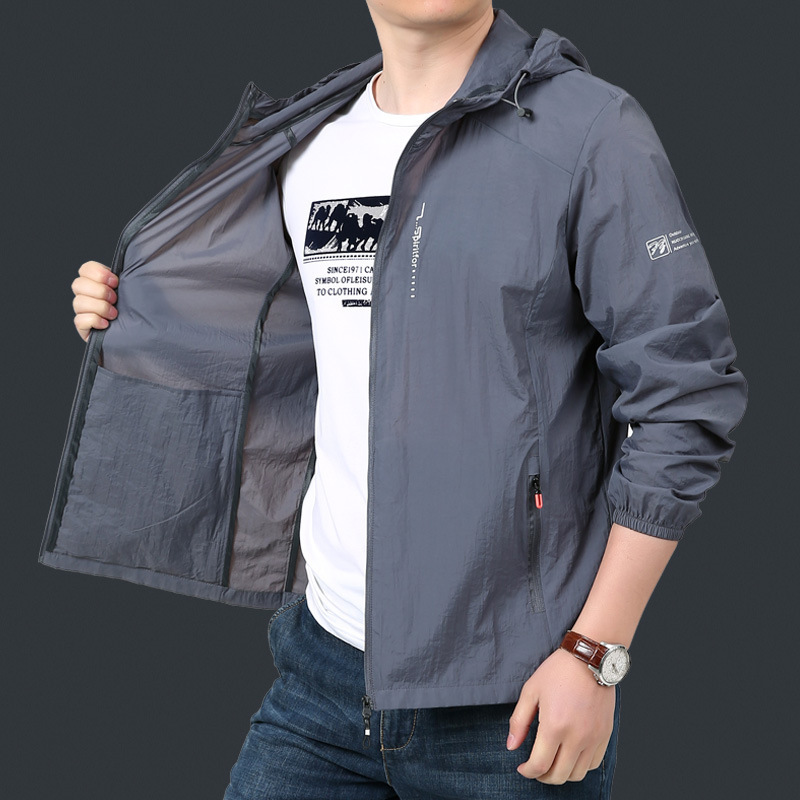 Hooded Sun Protection Clothing for Middle-Aged Men, Summer Outdoor Skin Clothing, Fishing Sun Protection Clothing, Thin Jacket for Dad