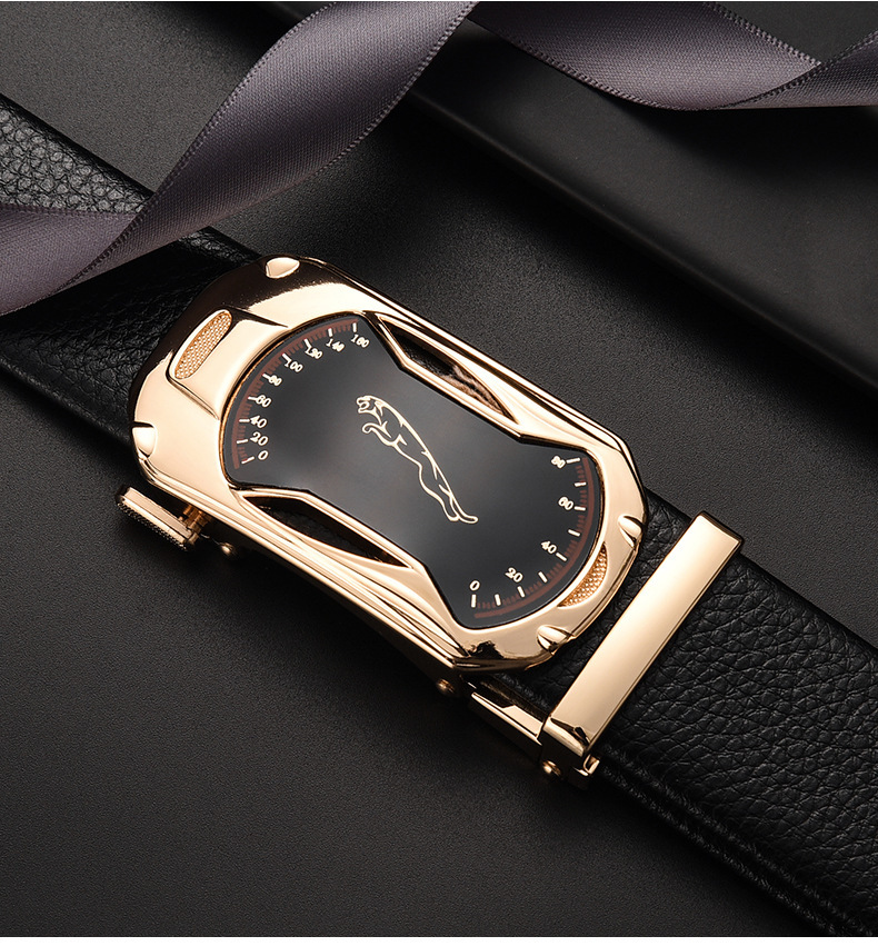 Automatic Buckle Leather Belt For Men Business And Casual Style_voghion.com