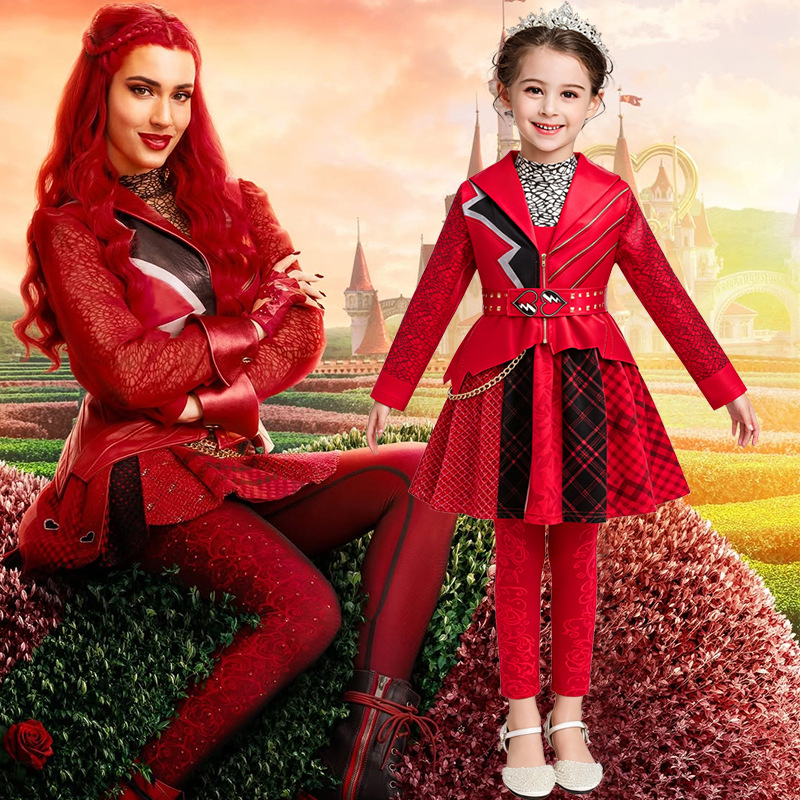 2026 Descendants foreign trade Halloween movie Little Red dress children's red costume performance outfit