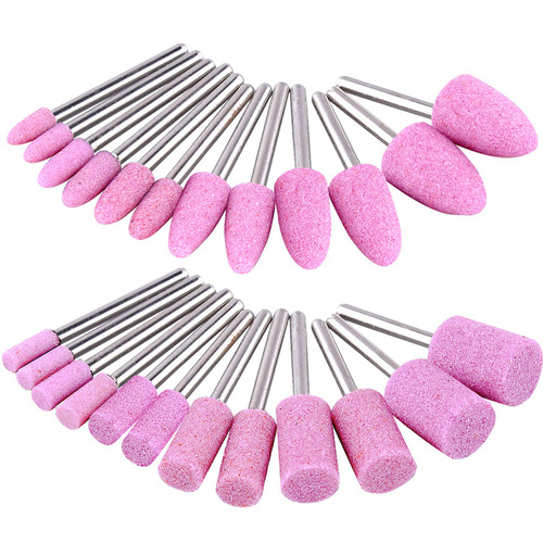3mm handle diameter, 24 pieces of vermicelli emery grinding head with handle, rotary grinder with handle, used for metal grinding and polishing