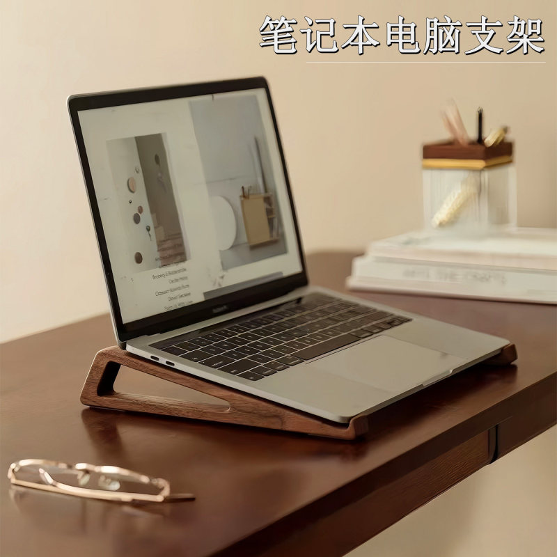 Wooden Laptop Stand Desktop Vertical Tablet Holder Solid Wood Elevated Tilting Laptop Storage Rack
