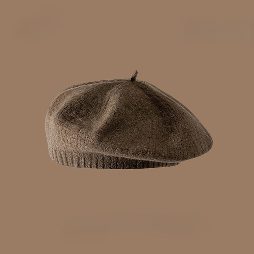Japanese retro knitted woolen beret hat Korean version for men and women trendy British bud Japanese painter hat