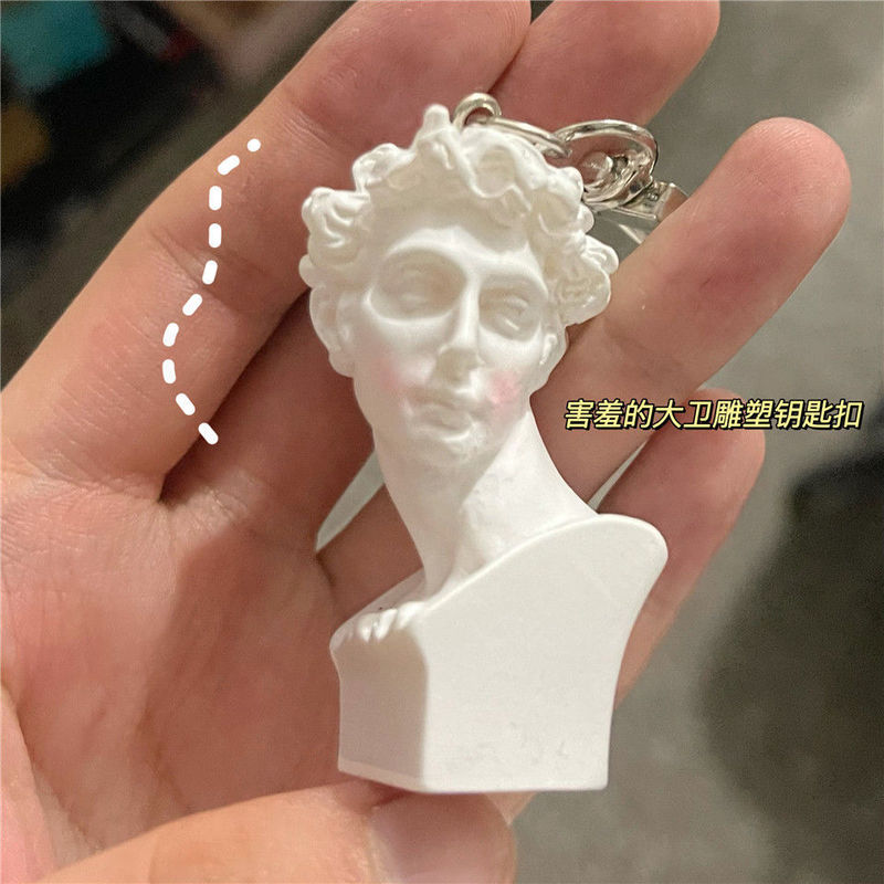 Simple Art Plaster Statue Keychain Blush David Pendant Girlfriend Boyfriend Birthday Gift Bag Accessories