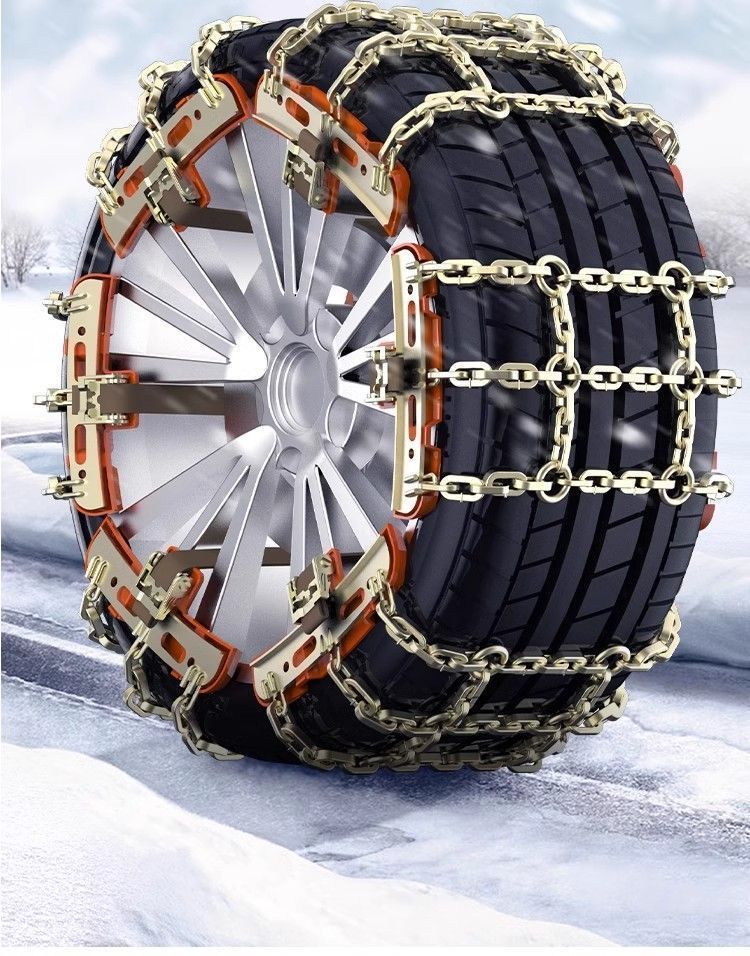 Car tire anti-skid chains for sedans, off-road vehicles, SUVs, and small cars, universal type, thickened for snow, automatically tightening without damaging the tires