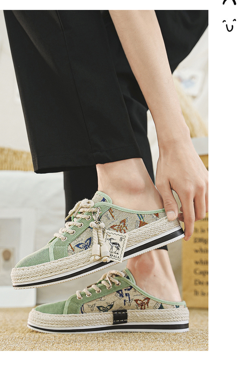 Scarpe da pescatore casual da uomo, alla moda, estive, in paglia intrecciata, con un piede solo, pigre, nuovo articolo 2024_voghion.com