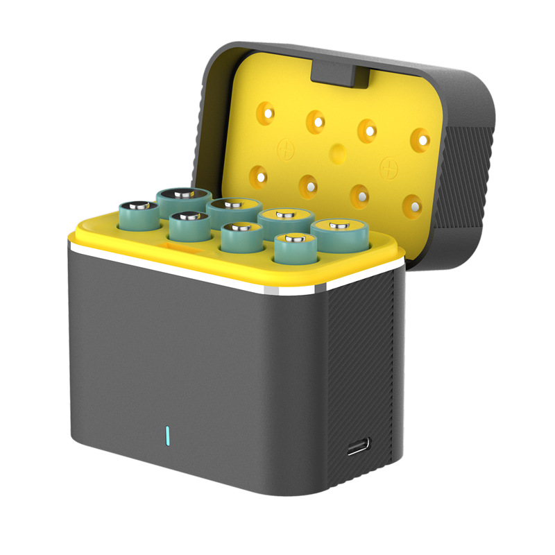 검정색 충전 상자 + AA 배터리 8개