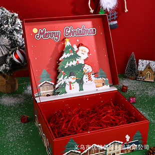Ready-Made 3D Christmas Pop-Up Gift Box Large Illustration Christmas Eve Souvenir Flip-Top Gift Box