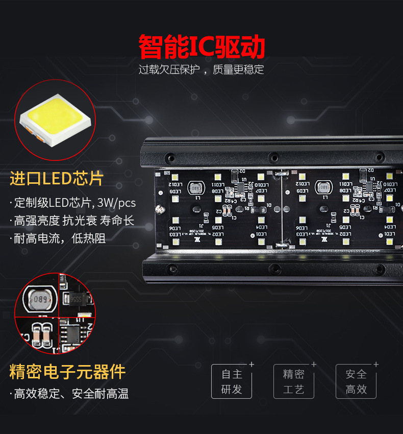 Car Strip Lights Led Spotlights Grille Lights Super Bright Waterproof Truck Front Bumper Lights 12V 24V Off-Road Roof Lights Modification