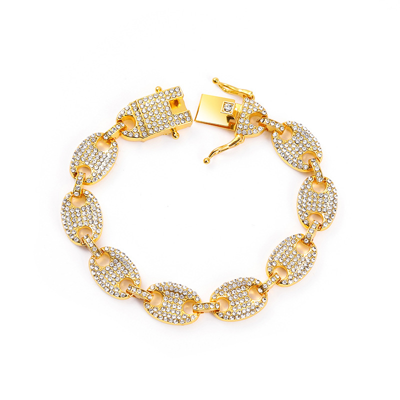 Diamond Coffee Bean Bracelet For Men Cuban Hip Hop Style_voghion.com