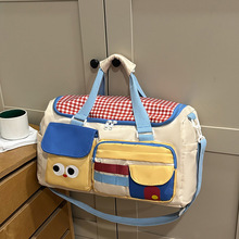 新款高级感小众短途旅行包女大容量行李袋手提包待产包撞色健身包