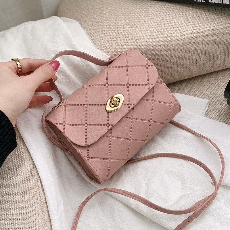Одно плечо стеганная сумка‑handbag, модный ручной кроссбоди, лёгкая 0,082 кг, с поворотной застёжкой