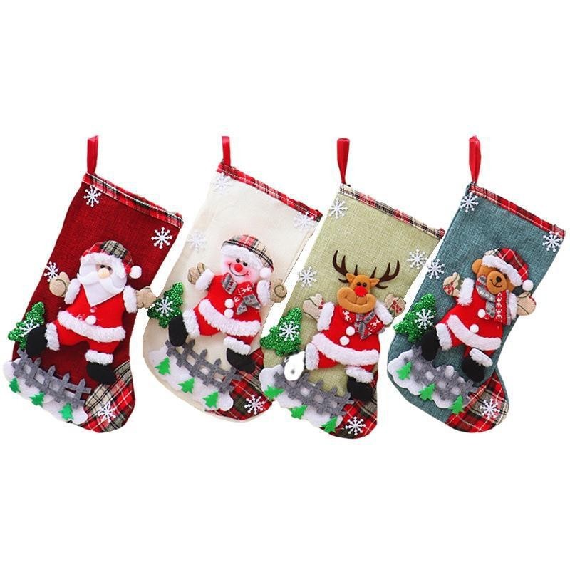 クリスマスの靴下のプレゼント袋のクリスマスのシーンのショーウインドーの配置の小さい掛け物のクリスマスの装飾品の子供のキャンディーの袋|undefined