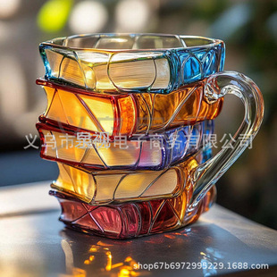 Cross-border new Painted Book Mug Painted Book Cup with exquisite hand-painted literature lovers