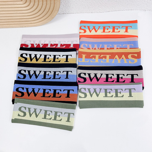 Sports Sweatband for Ladies, Teenage Girls, Wide Knit Headband for Tying Hair, Fitness, Yoga, Running, Outdoors, Breathable