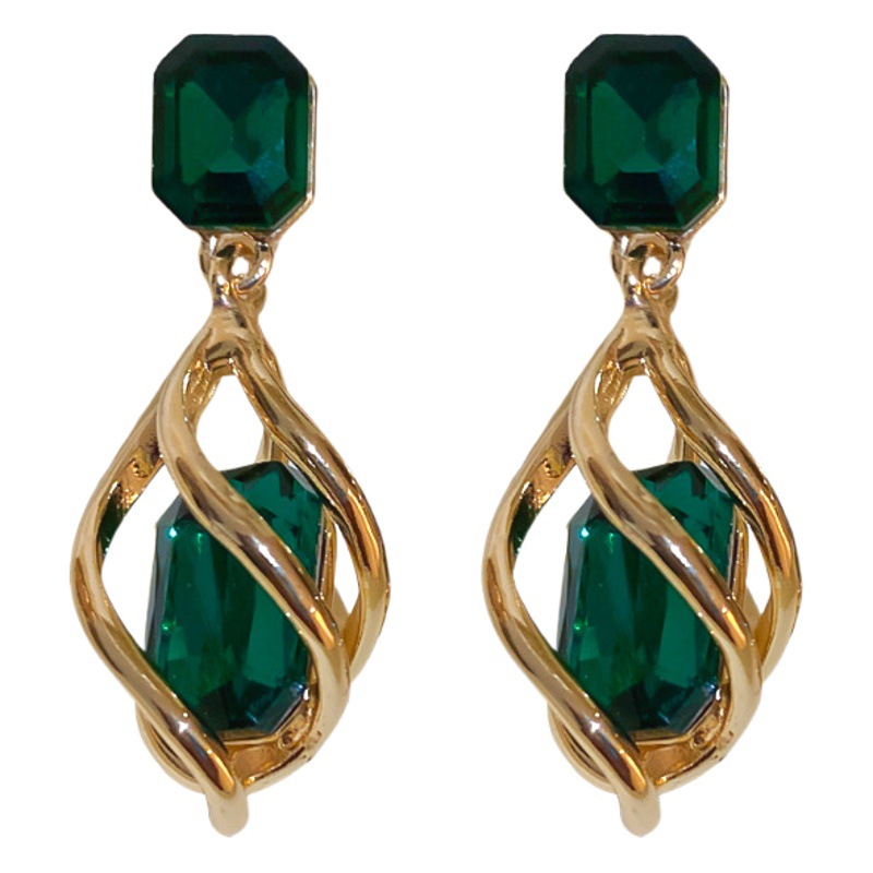 Aguja de plata pendientes de gota de agua geométricos incrustados de diamantes pendientes de moda retro pendientes de temperamento versátil al por mayor para las mujeres