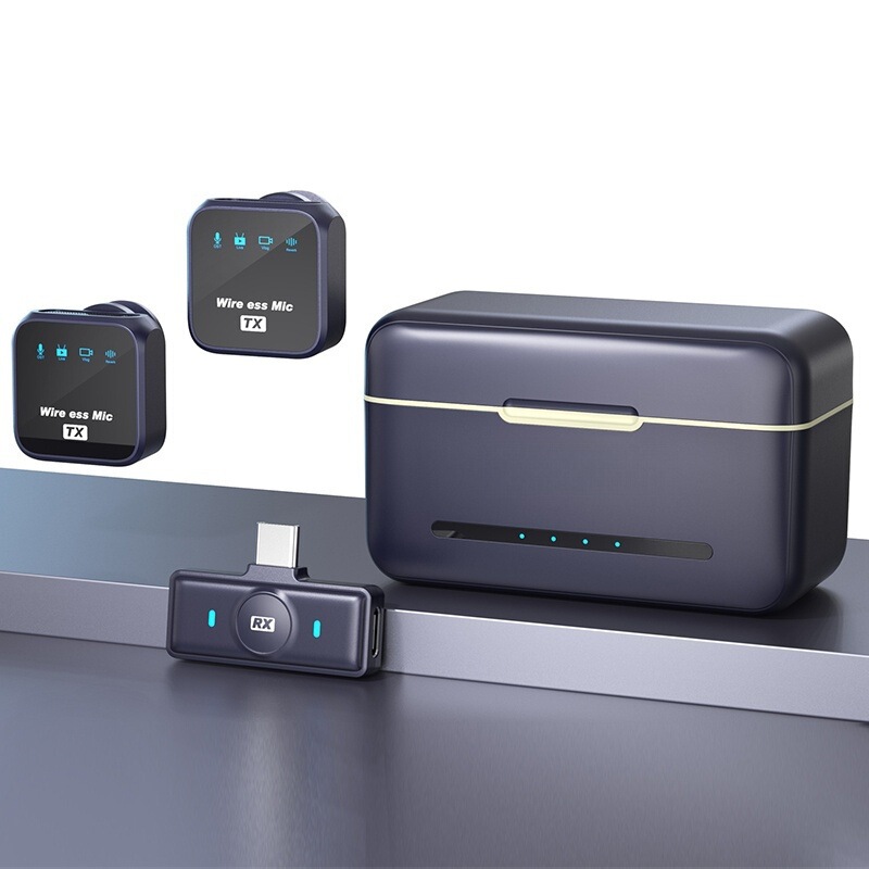 跨境私模DX12直播降噪视频拍摄迷你话筒充电仓数显无线领夹麦克风|undefined