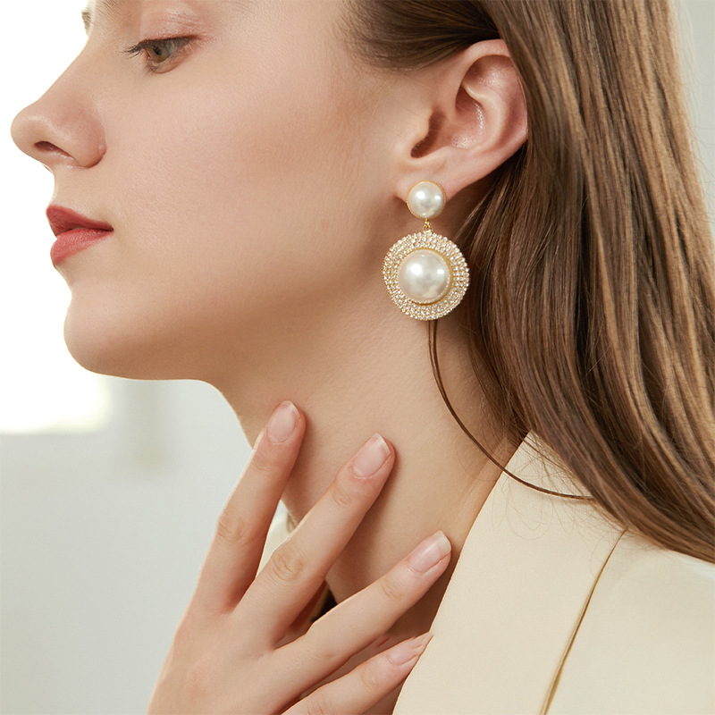wholesale fashion rhinestone pearl drop earrings Nihaojewelrypicture4