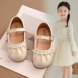 Girls Mary Jane Princess Shoes 2025 Spring New Children's Shallow Casual Soft Sole Peas Shoes Baby Shoes