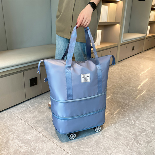 Double-layer expanded travel bag with universal wheels for maternity storage luggage bag with wheels and detachable large-capacity sports and fitness bag