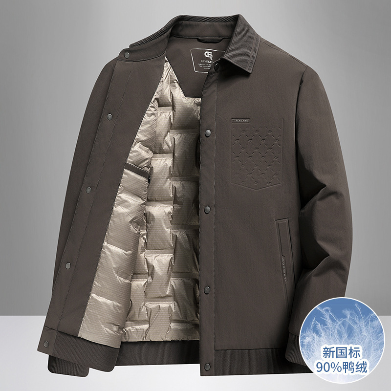 High-End Business Casual Lapel Lightweight down Jacket 2025 Autumn and Winter New Warm Middle-Aged Dad Jacket