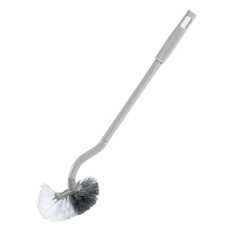 Cepillo de Inodoro Curvado Tipo S de Plástico, Mango Largo, Cerdas Suaves, Montado en Pared, para Baño