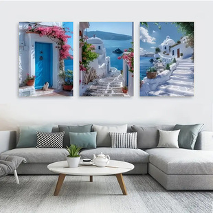 Amazon Italian Blue Summer Natural Scenery Bedroom Living Room Canvas Decorative Painting Core Hanging Painting Frameless Poster