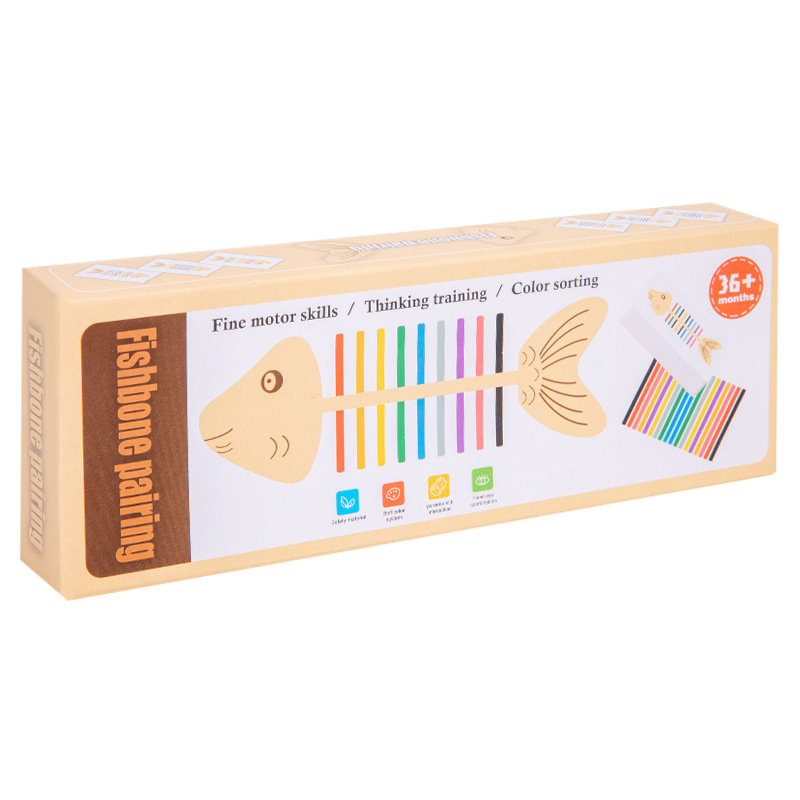 Palo de inserción de hueso de pescado Montessori a juego de colores para niños, ayudas didácticas Montessori, entrenamiento de movimiento fino, juguetes educativos de educación temprana