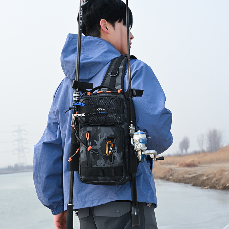 Multifunctional Fishing Bag, Outdoor Water-Repellent Fishing Tactical Chest Bag, Men's and Women's Single Shoulder Crossbody Bag, Mountaineering and Cycling Backpack