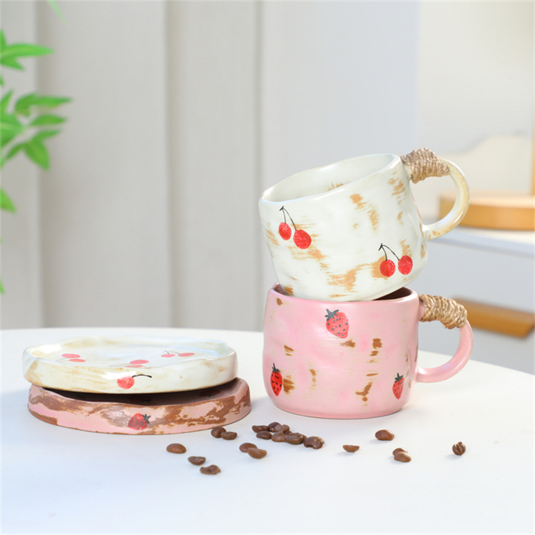 Ceramic Cup And Saucer Set Minimalist Creative Tea Coffee Mugs_voghion.com