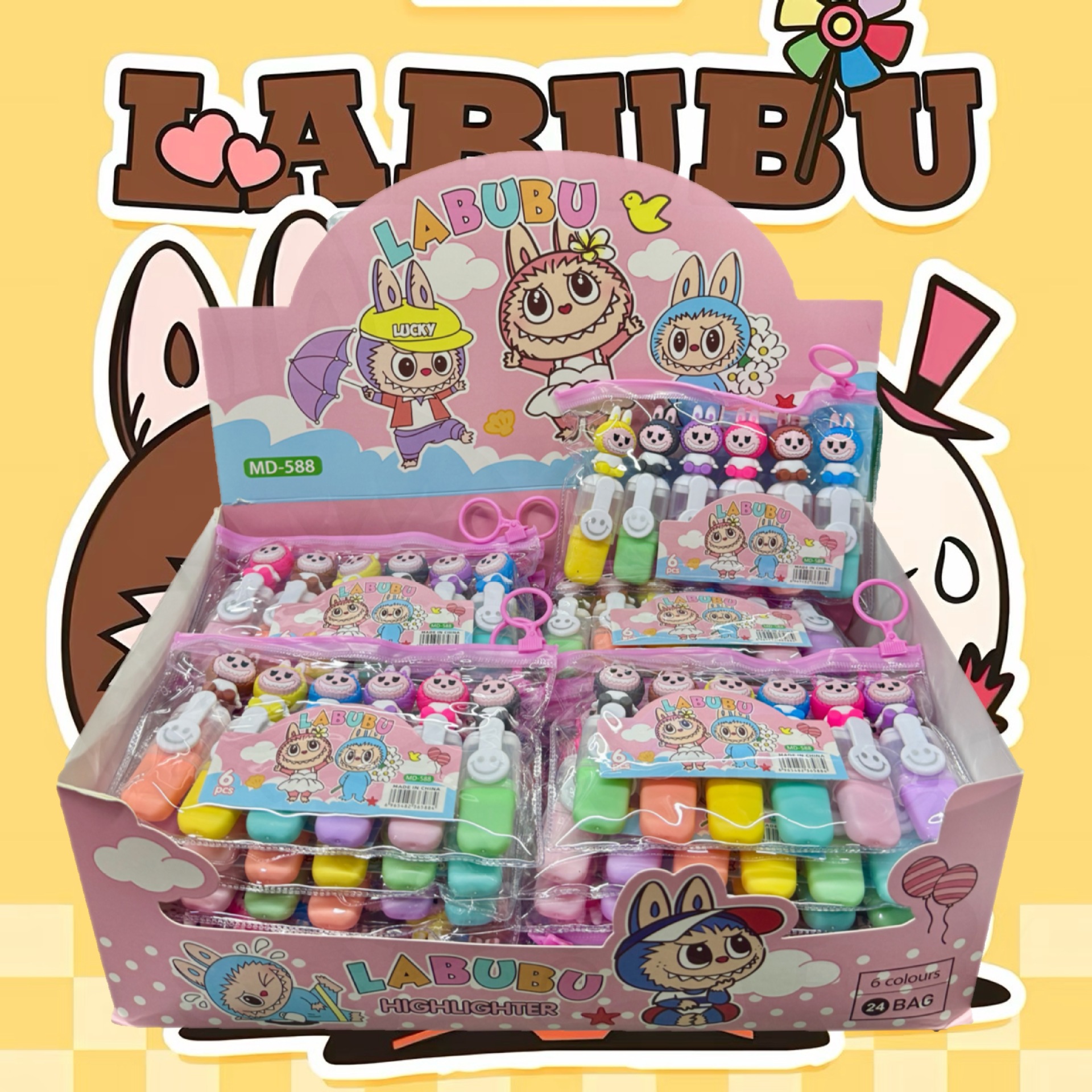 Cute Cartoon sanliou mini 6-color resaltador traje estilo de alta apariencia estudiante marcador de color