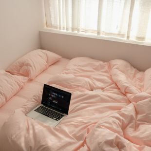 Ri0Tins Style Pure Color Washed Cotton Quilt Cover Bed Sheets Bed Bed Sheets Pillowcase Single Product All Year Round Pure Cotton Single Piece