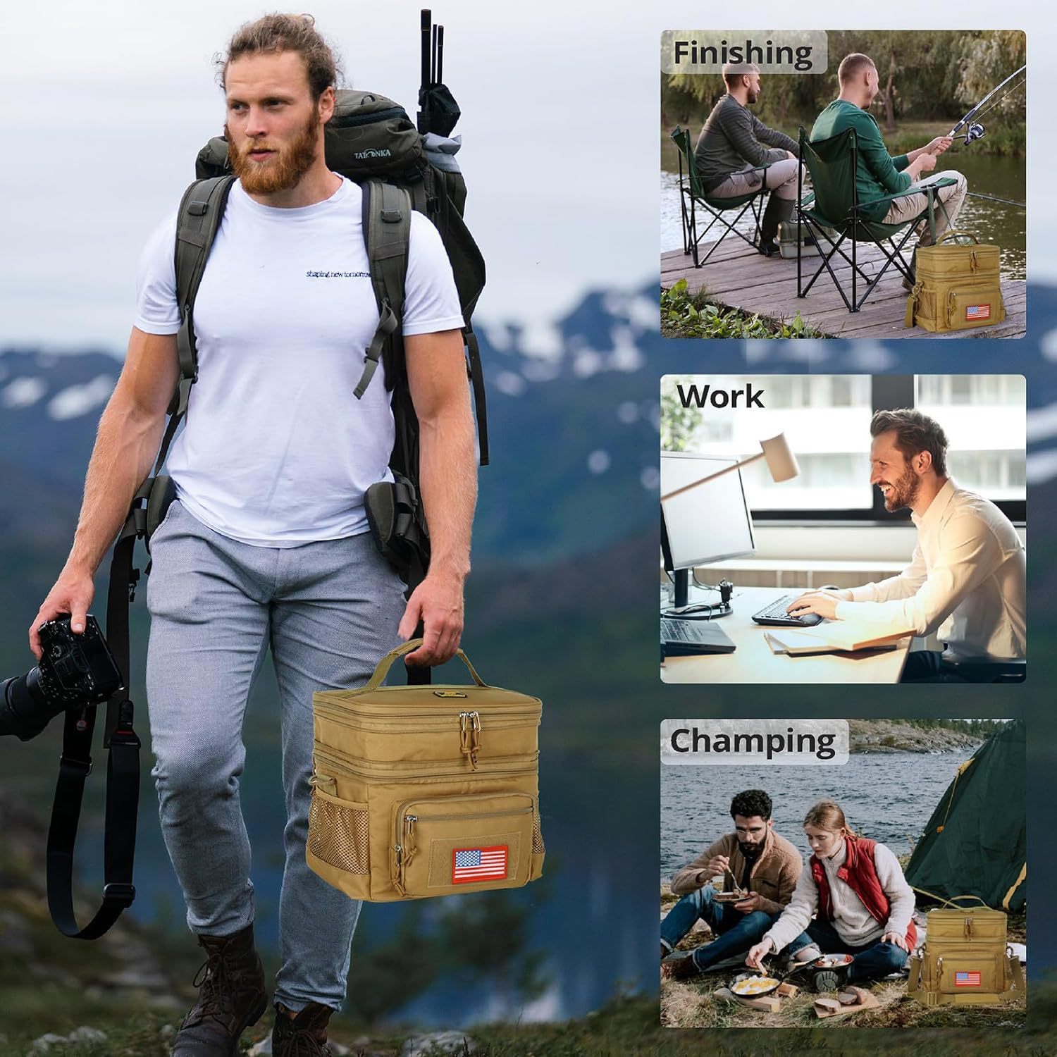 Hot sale bolsa de camuflaje al aire libre anti-desgarro poliéster aislamiento bolsa impermeable para picnic almacenamiento militar fan bolsa táctica al por mayor