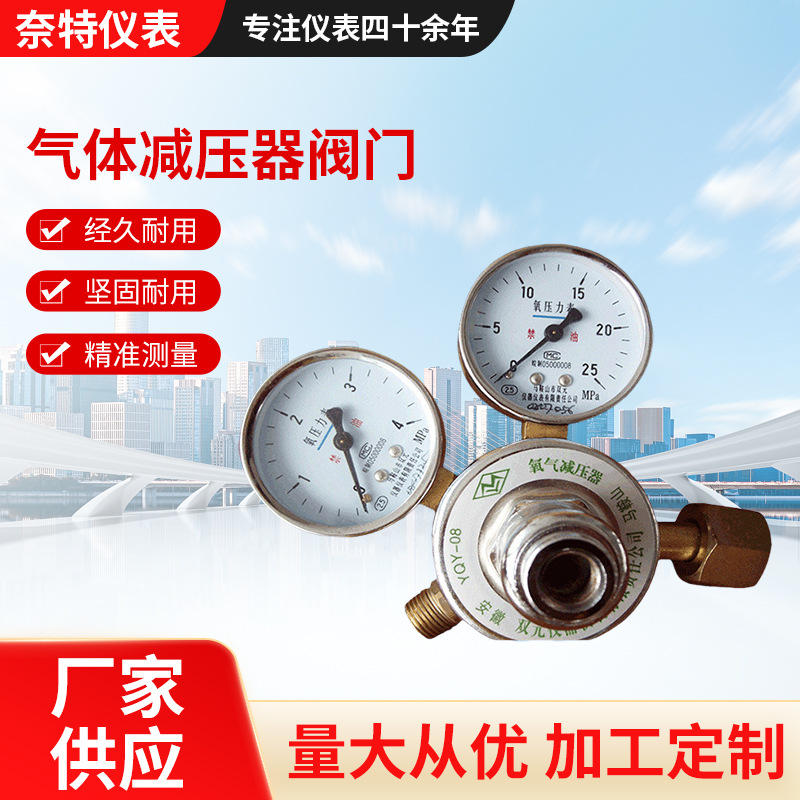 厂家供应氧气氮气乙炔丙烷 气体减压器阀门 双表头大阀体