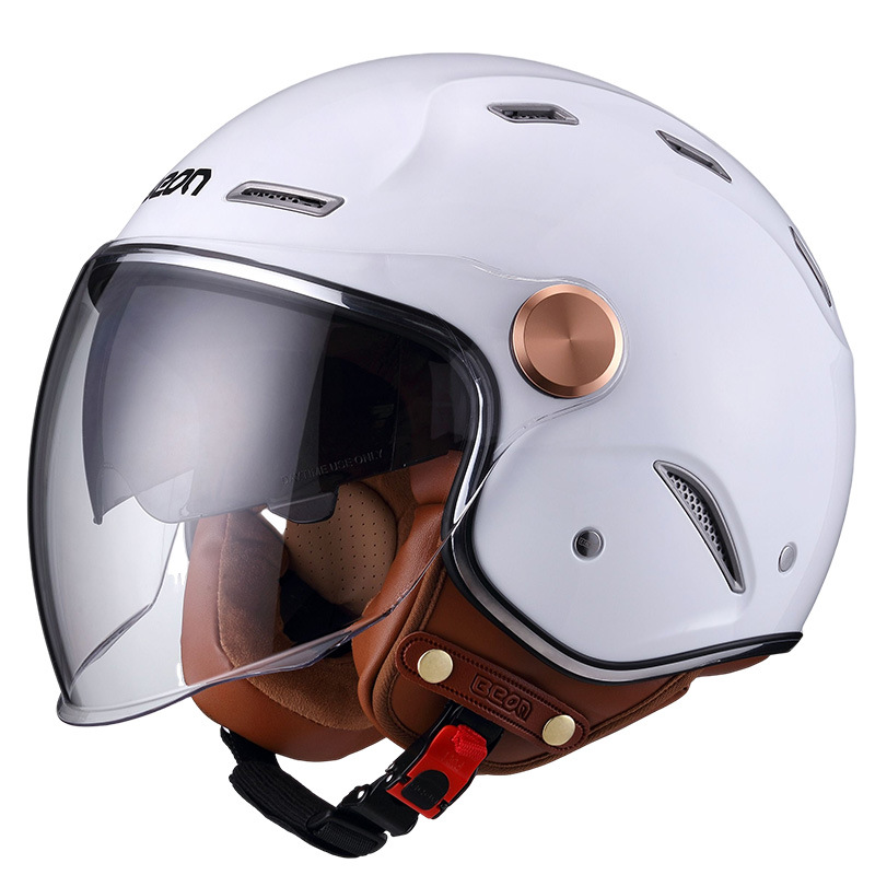 Beon estándar nacional 3C certificado doble lente retro casco motocicleta coche eléctrico 3/4 medio casco caliente cuatro estaciones