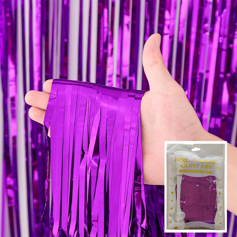 Cortina de lluvia de colores de alto brillo transfronteriza decoración de fiesta de cumpleaños cortina de lluvia láser de macaron brillante de 1*2 m