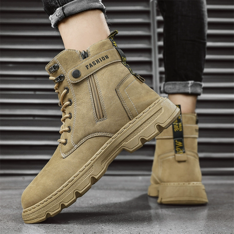 Кожаные зимние ботинки в стиле Martens, рифлёная подошва, шнуровка с боковой молнией, размеры 39–44