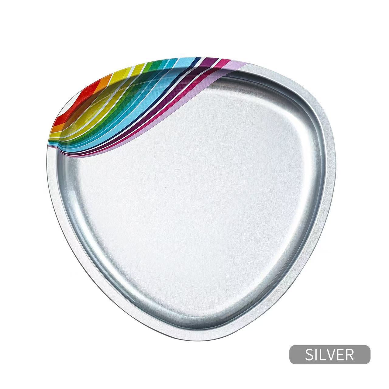 Herramientas de manicura bandeja de joyería de acero inoxidable bandeja de fondo plano joyería multipropósito bandeja triangular de metal en stock