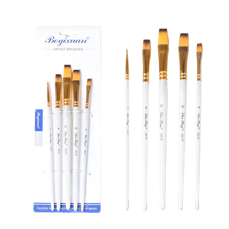 Boyi Xuan perla de madera blanca de cinco piezas traje arte acuarela pintura al óleo pintura infantil cepillo de nylon