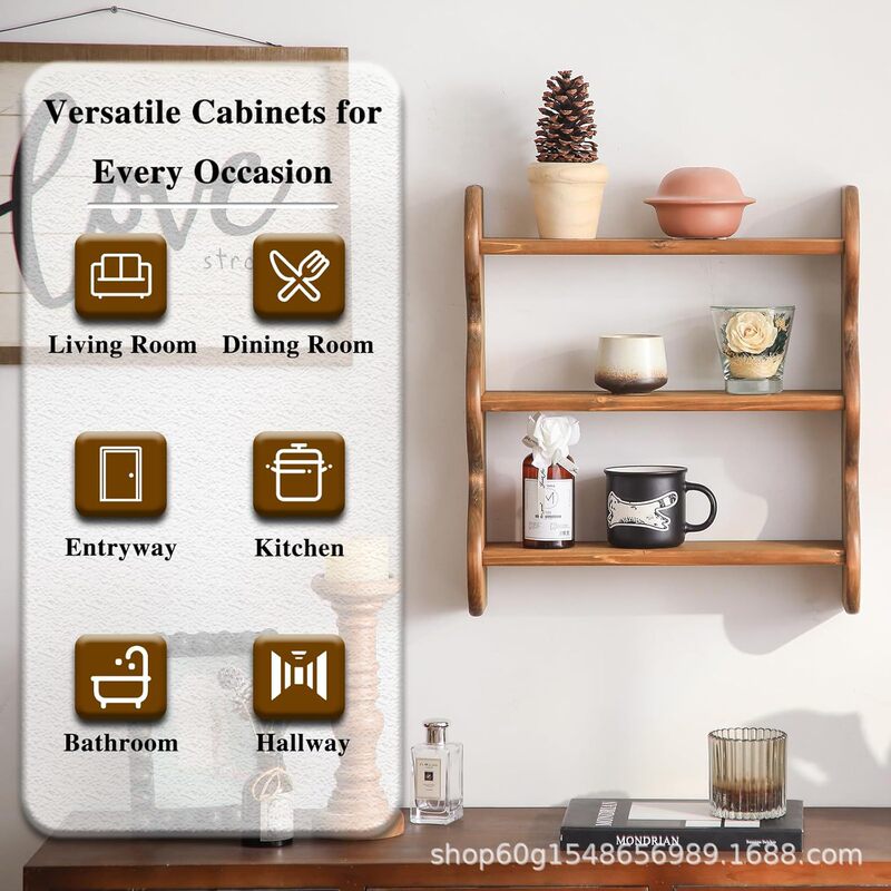 Wooden Wall-Mounted Storage Rack, Country-Style Cup Holder, Succulent Plant Rack, Farmhouse Decorative Hanging Rack, Skincare Product Display Rack