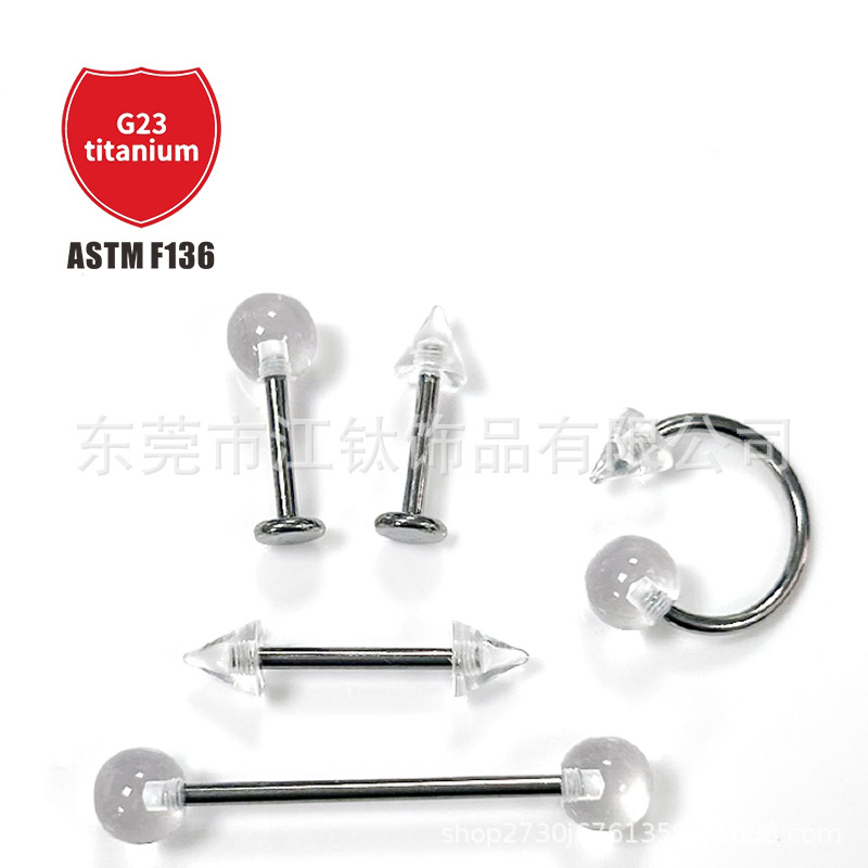 Pointed titanium steel lip stud product view