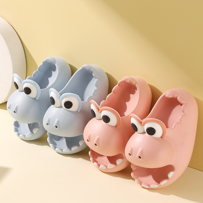 Dinosaurio lindo hogar antideslizante suela gruesa zapatillas para niños verano Niños Niñas EVA cerrado dedo del pie bebé zapatillas al aire libre