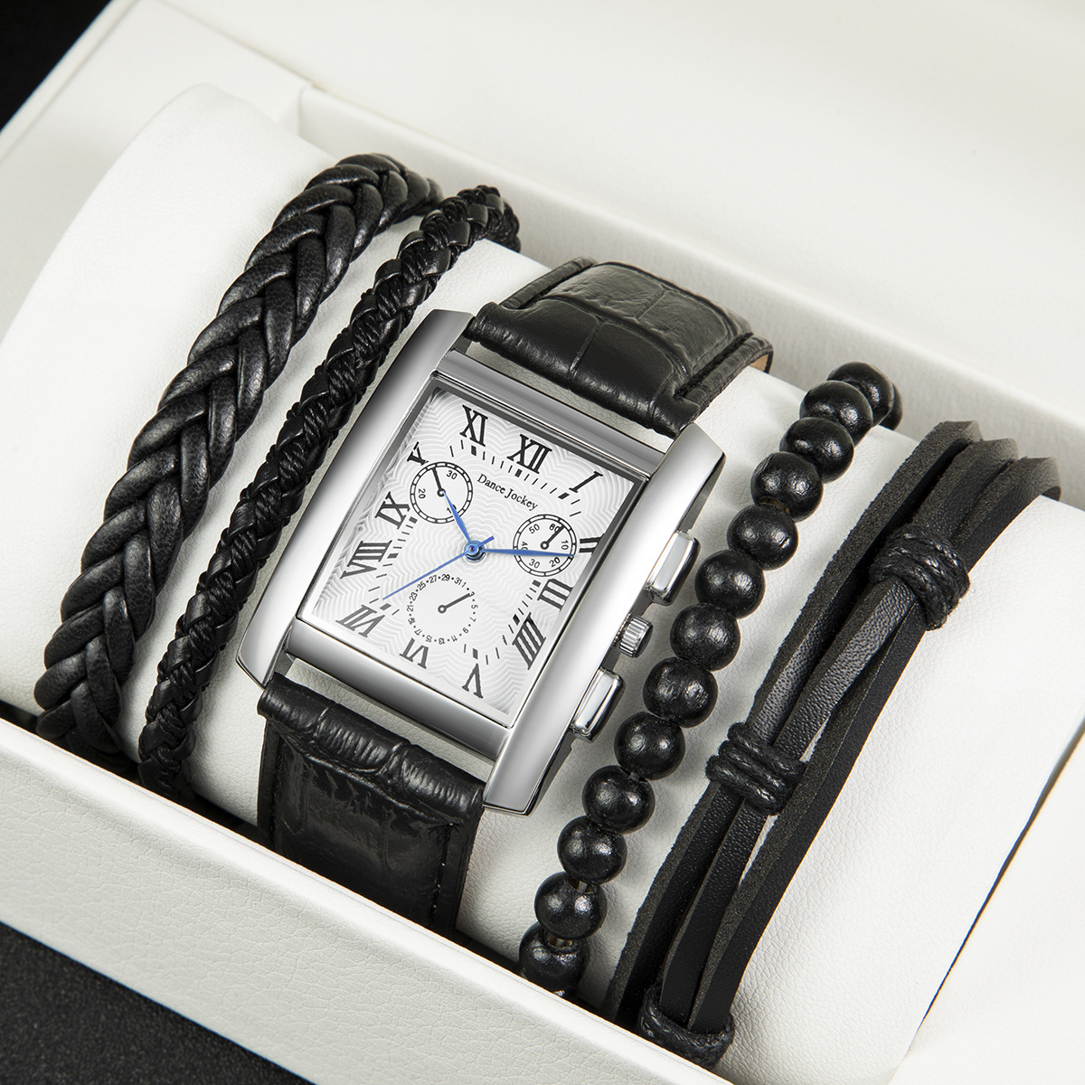 Fully managed anti-nuclear price 5-piece Men's quartz watch suit men's leather bracelet watch suit_voghion.com