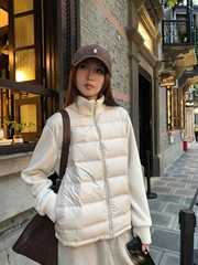 轻暖摇粒绒拼接立领羽绒服 25秋冬新款轻薄设计感针织外套G092411