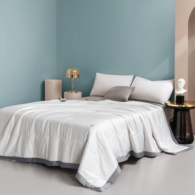 抗菌防螨水洗真丝棉花被夏被可水洗纯色空调被夏季薄被子大学生款|ms