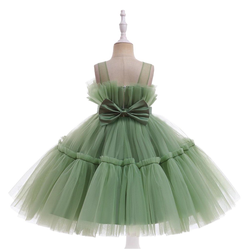 Vestido formal europeo y americano para niñas, vestido de princesa con tul abullonado, vestido para actuación de piano, vestido de encaje para niña de las flores en bodas.