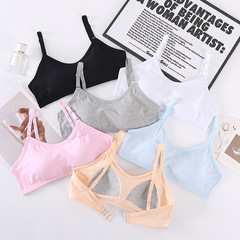 Pure cotton student bra with padded fixed cup girl's bra straps strapless underwear anti-exposure solid color underwear