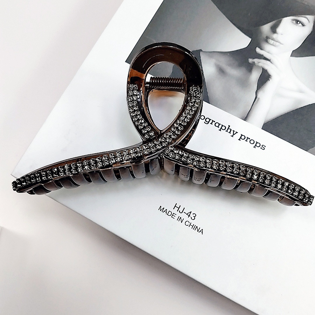 韓版氣質淑女水鑽抓夾大號優雅名暖宴會時尚百搭簡約鯊魚夾髮夾女