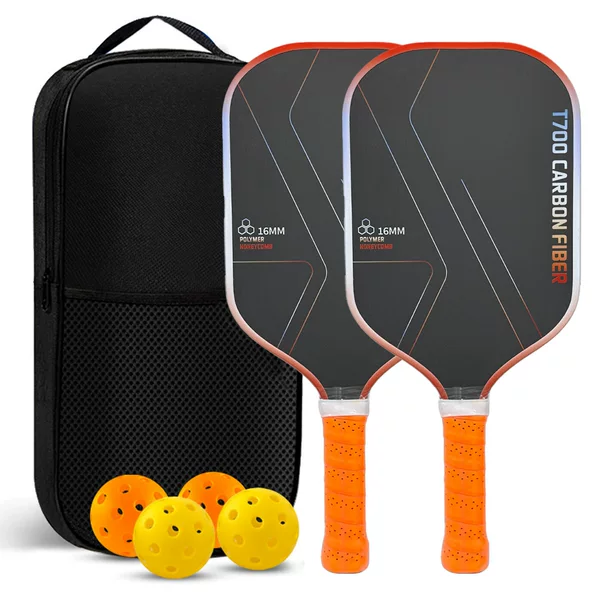 New carbon fiber pickleball racket with honeycomb core, adult outdoor set with ball storage bag, pickleball racket