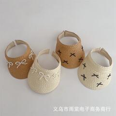 Ins Kids Bucket Hat Fashion Pearl Bow Sun Hat Summer Boys Girls Babies Versatile Grass Hat
