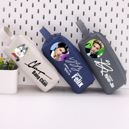 Korean Stray Kids boy group style peripheral Bang Chan cloth cute pencil case large capacity BD13